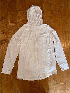 Target All in Motion Long Hooded Workout Active Zip Up Jacket Thumb Holes White